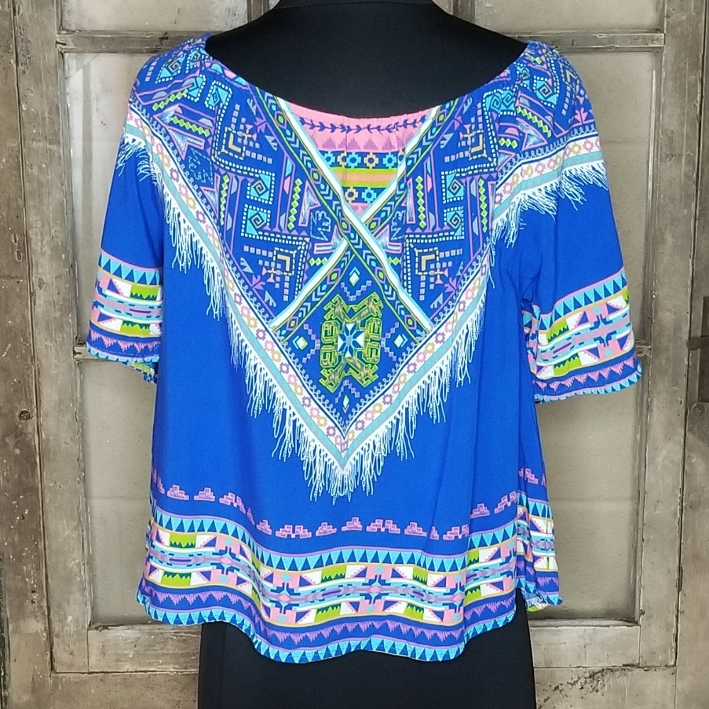 Flying Tomato top medium blue coral yellow green - Picture 3 of 4